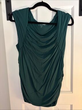 LOFT Teal Green Sleeveless Ruched Drape Top